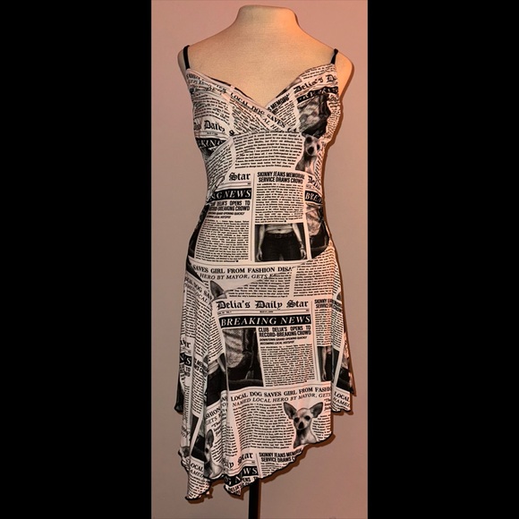 dELiA*s Dresses & Skirts - Delia’s Dolls Kill ‘BREAKING NEWS’ Newspaper Dress NWT L